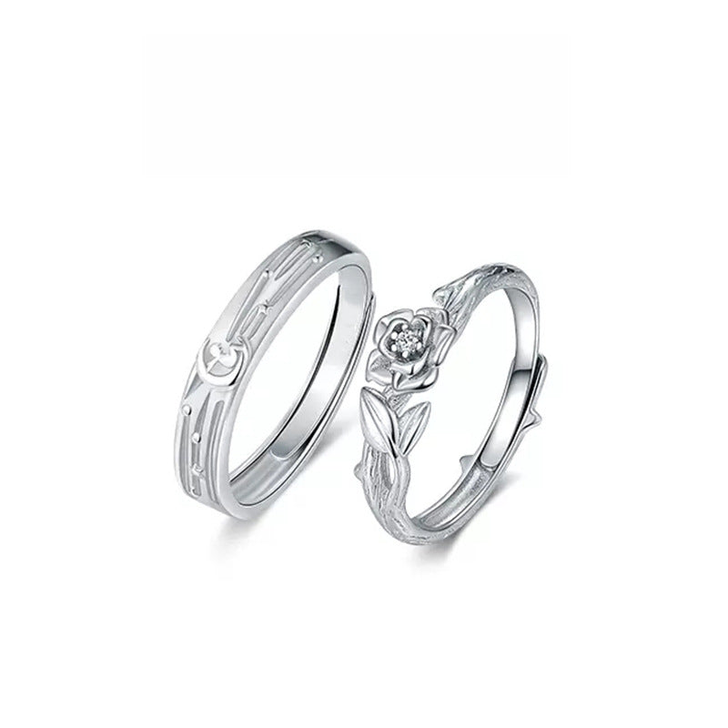 Custom Prince and Rose Matching Rings for Couples