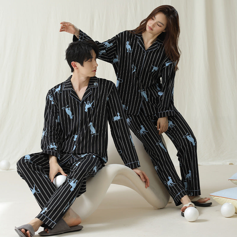 Cat Pattern Matching Couples Pajamas - Premium Cotton