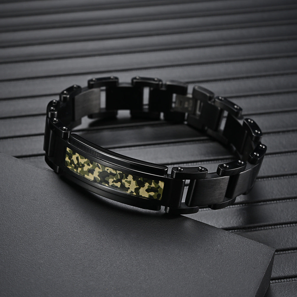 Mens Bracelet with Names Engraved 8.5 Inches Steel