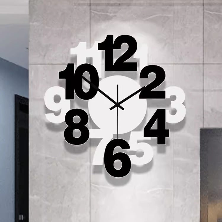 Creative Numbers Silent Wall Clock — 12" Layered Acrylic