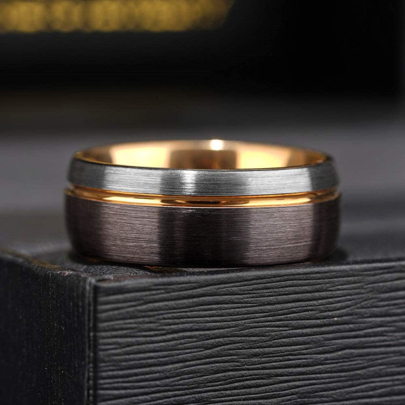 Engraved Mens Promise Ring Matte Finish Contract 6mm