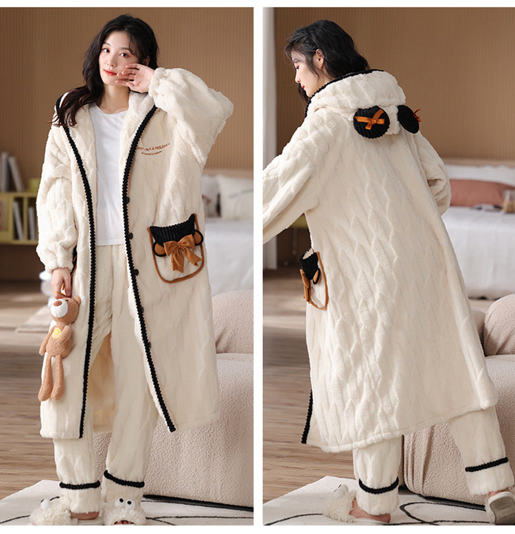 Winter Long Pajamas for Couples - 100% Coral Flannel