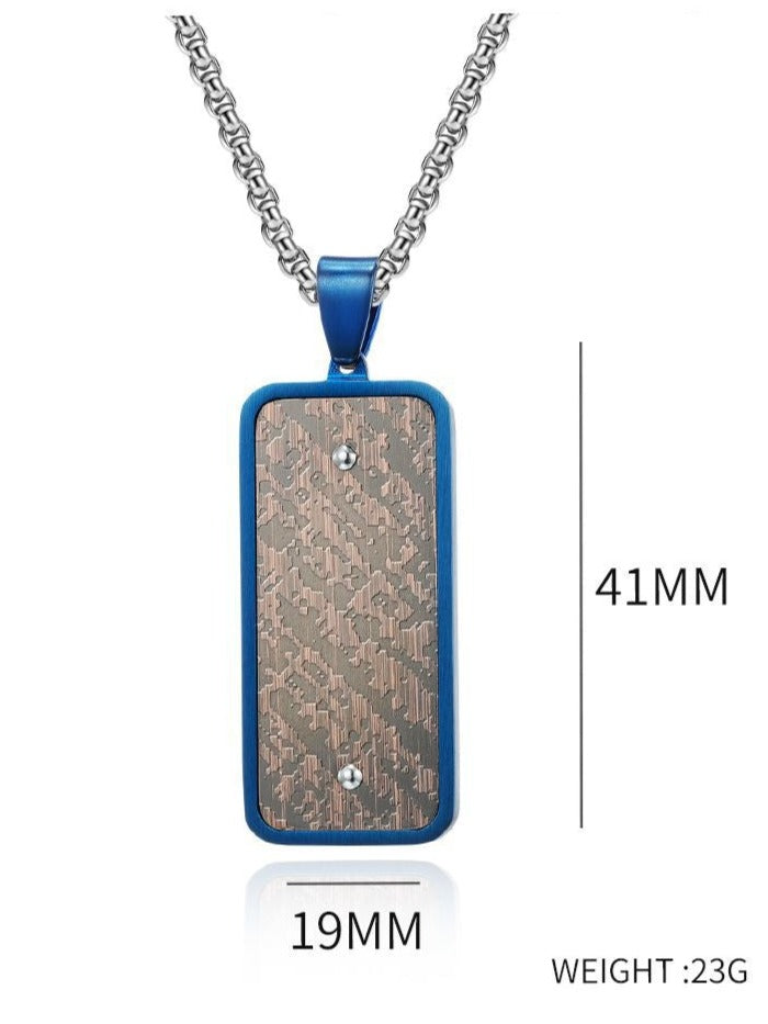 Engravable Vintage Mens Vertical Pendant Necklace