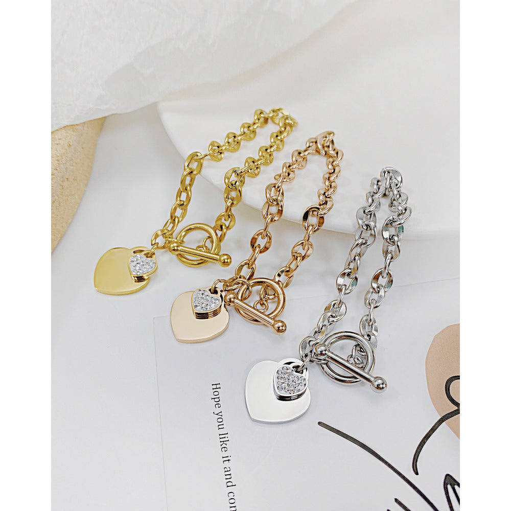 Engraved Heart Charm Bracelet Gift for Her