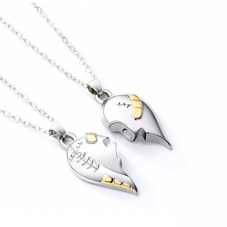 Magnetic Half Hearts Fun Couple Necklaces Gift Set