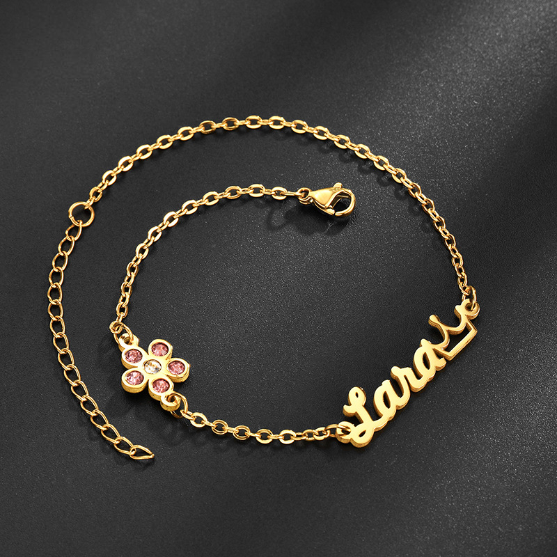 Flower Charm Name Bracelet