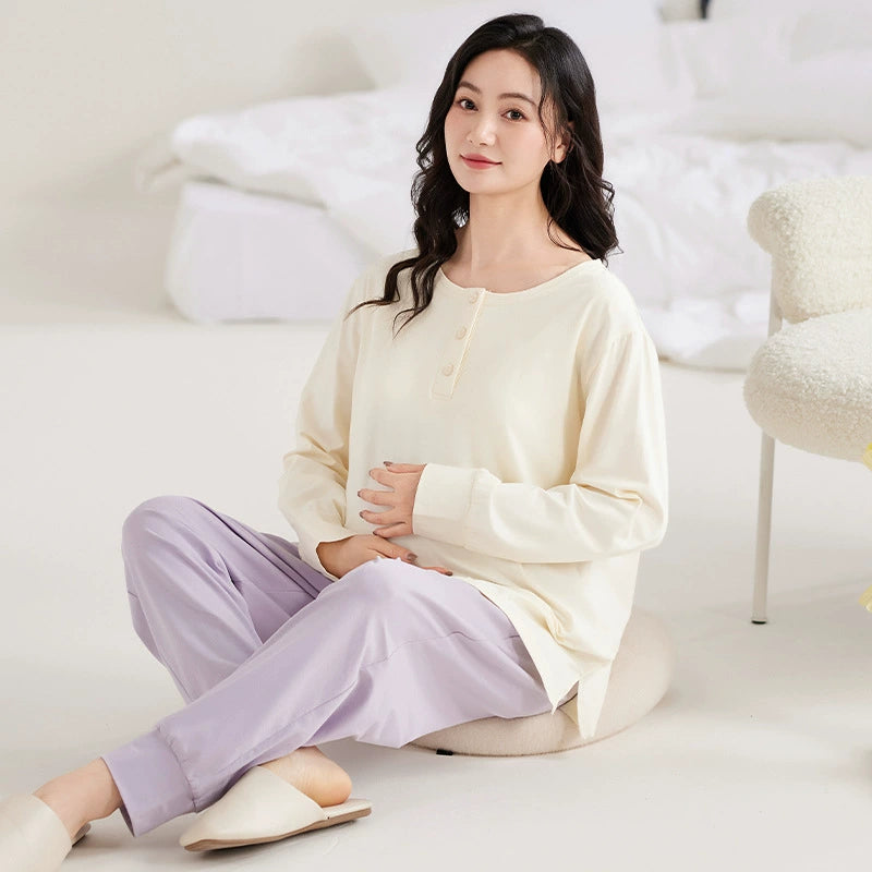 Gullei™ Cotton Maternity & Nursing Pajama Set with Built-in Bra