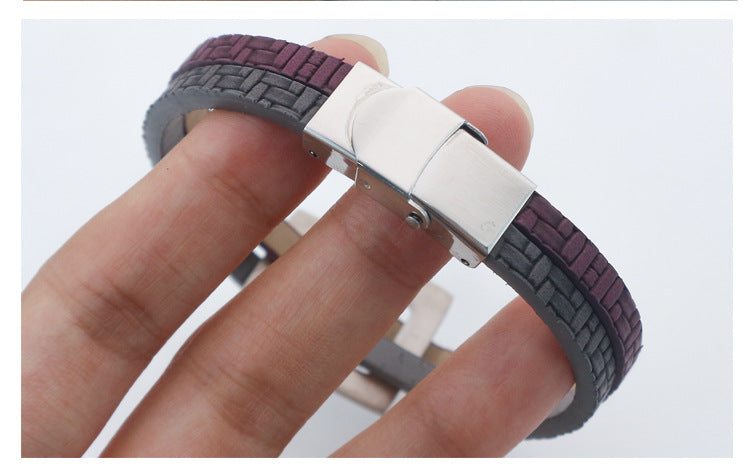 Personalized Mens Bracelet PU Leather