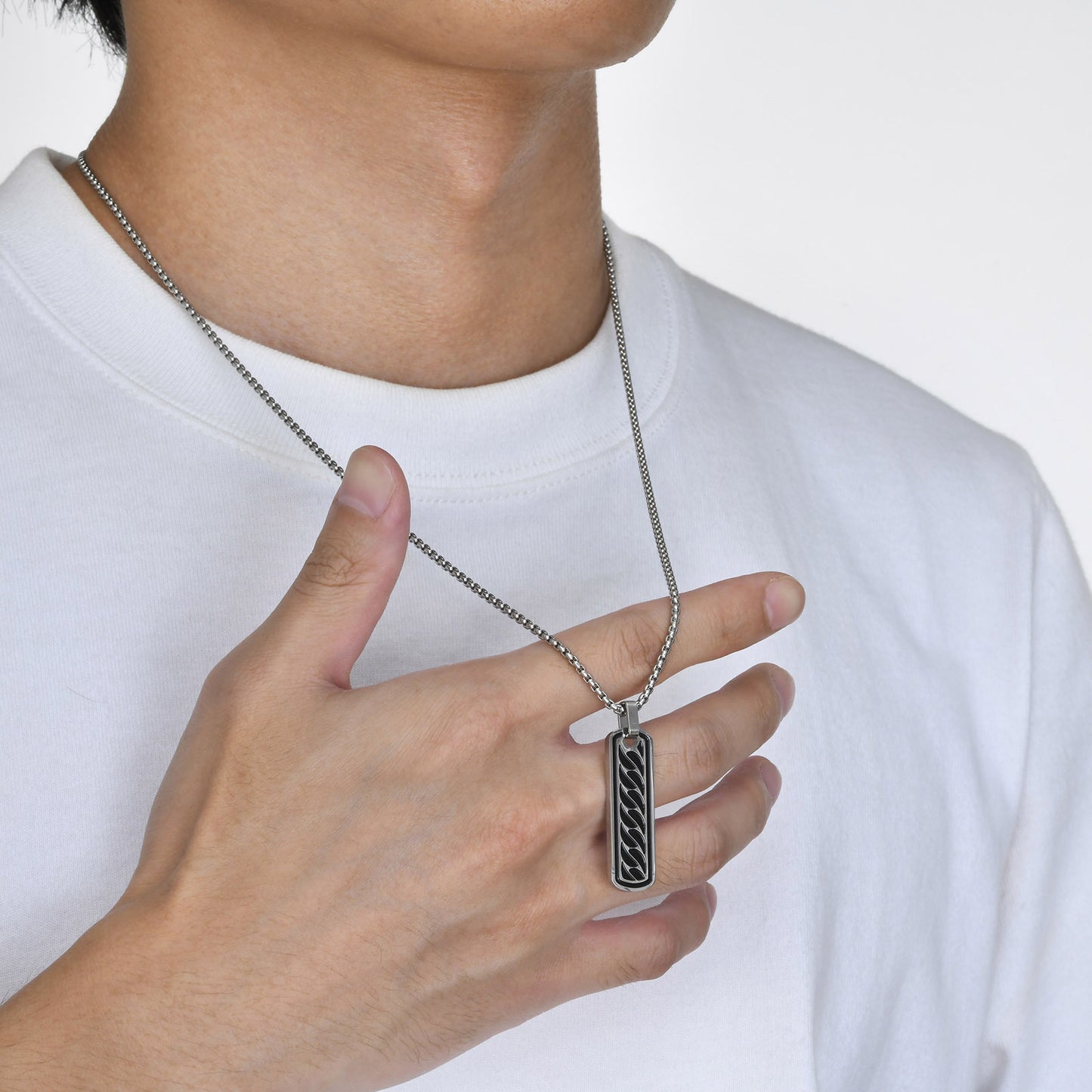 Engravable Bar Pendant Necklace for Men