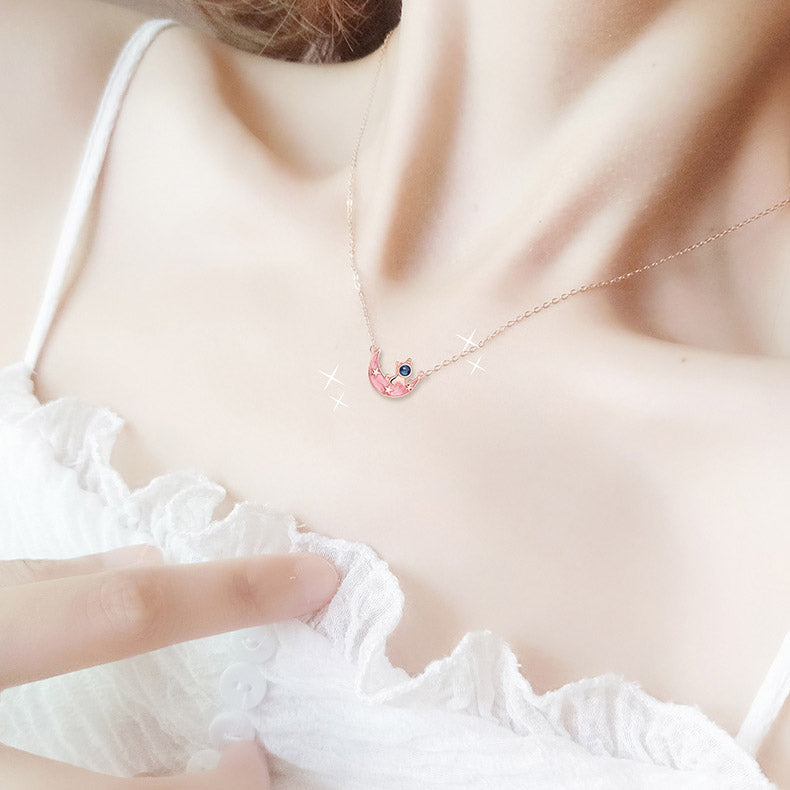 Cute Matching Moon Friendship Necklaces Set