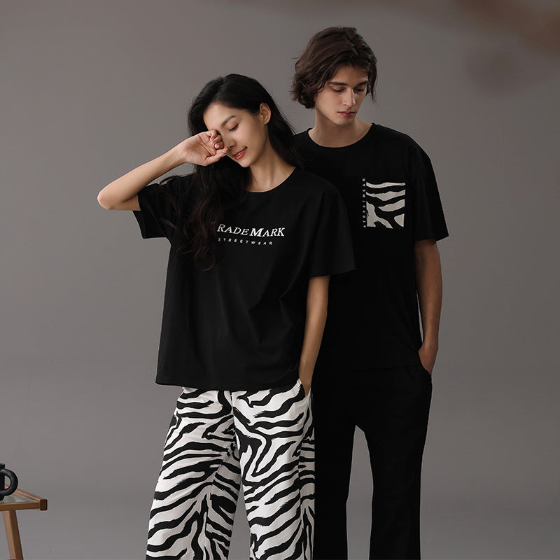 Zebra Pattern Matching Pajamas Set for Couples