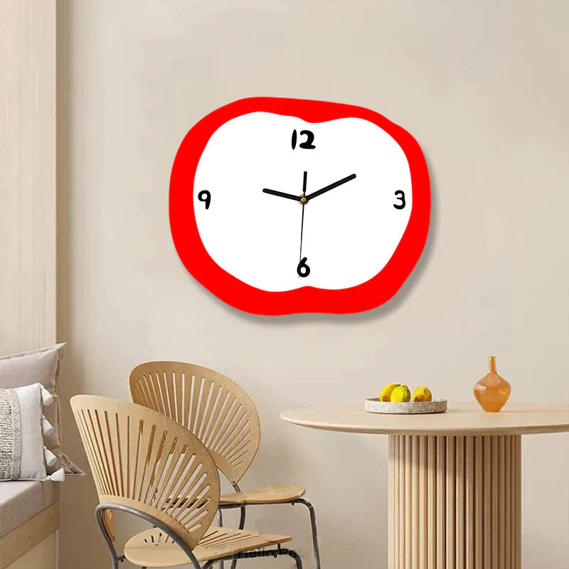 Odd Apple Shaped Silent Wall Décor Clock – Playful & Whimsical Design