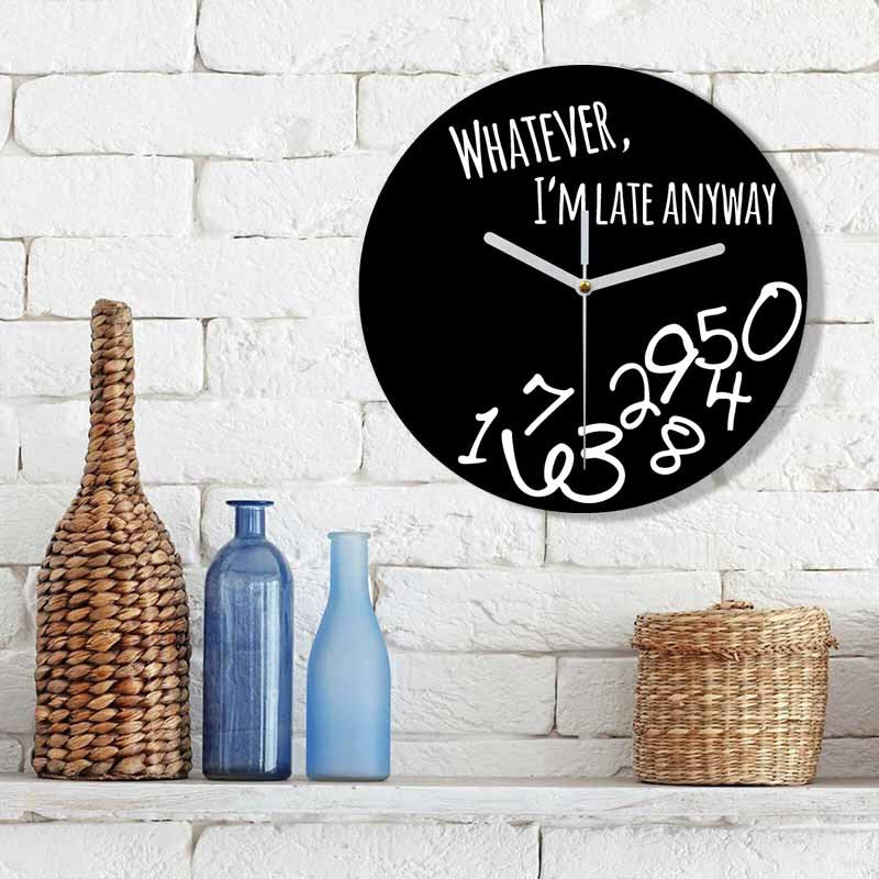 Funny Random Numbers Silent Wall Clock – “Whatever, I’m Late Anyway”
