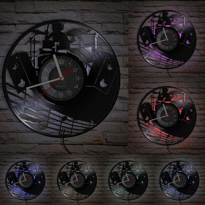 Gift for Drummer Wall Deco Lp Record Clock