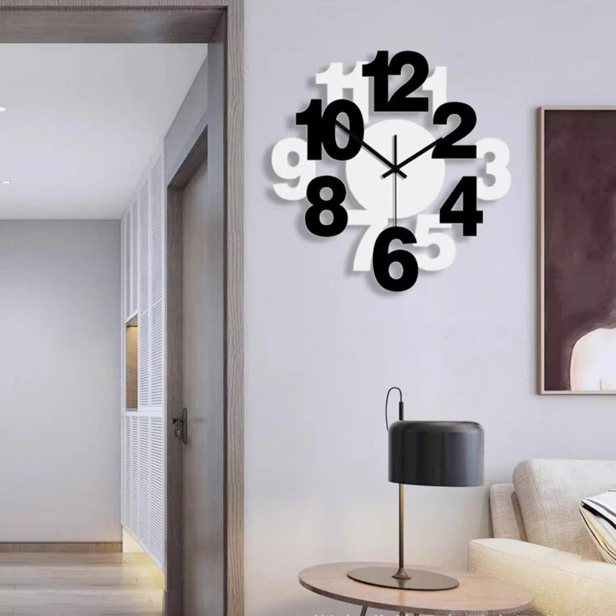 Creative Numbers Silent Wall Clock — 12" Layered Acrylic