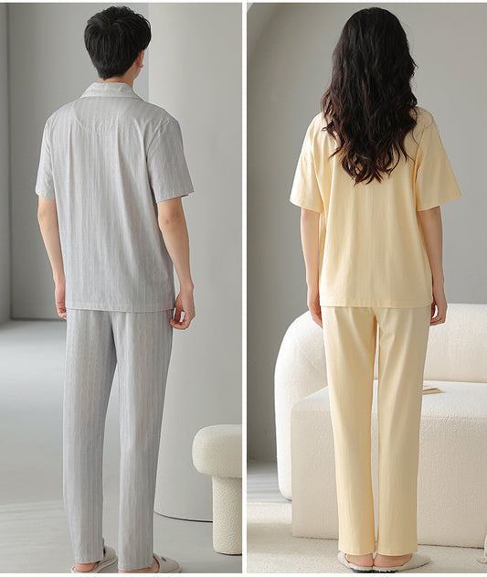 Soft Bear Korean Fashion Couple Pajamas - Cotton Cardigan