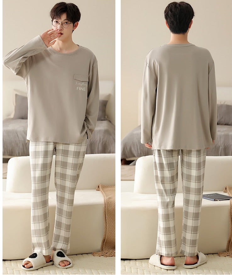 Matching Couples Jammies Set – 100% Cotton Long Sleeve Sleepwear