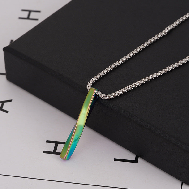 Personalized Twist Vertical Bar Necklace Gift for Men