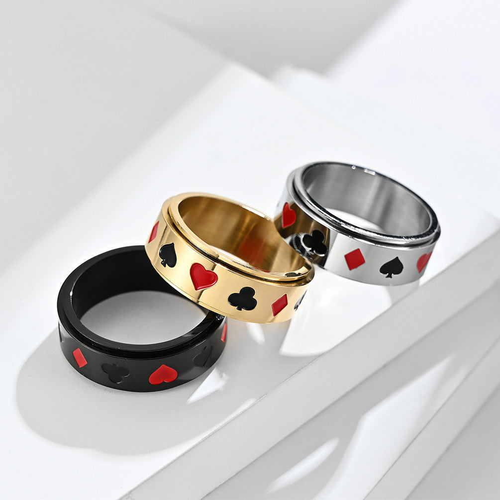 Engraved Spinning Fidget Mens Ring