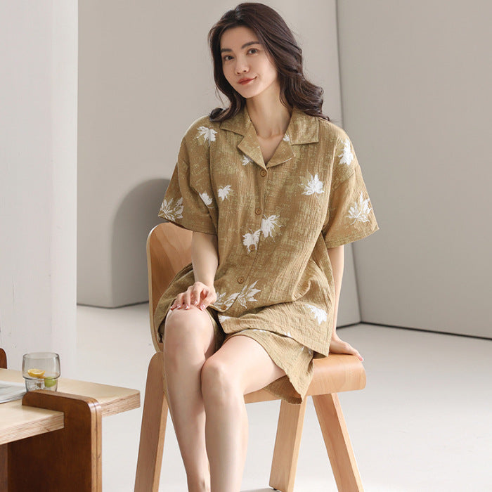 Breathable Cotton Gauze Couple's Pajama Set
