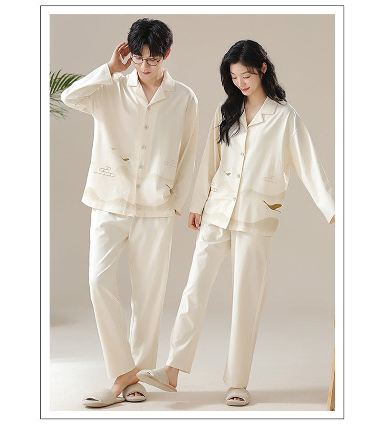 Button-Front Pajamas Set Premium Cotton