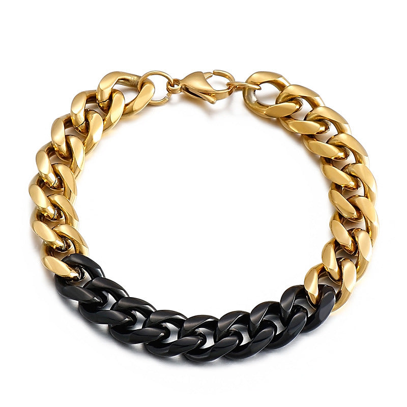 Two Tone Steel Bracelet Gift for Men 22cm