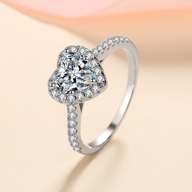 Custom 1 Carat Moissanite Heart Ring Gift for Her