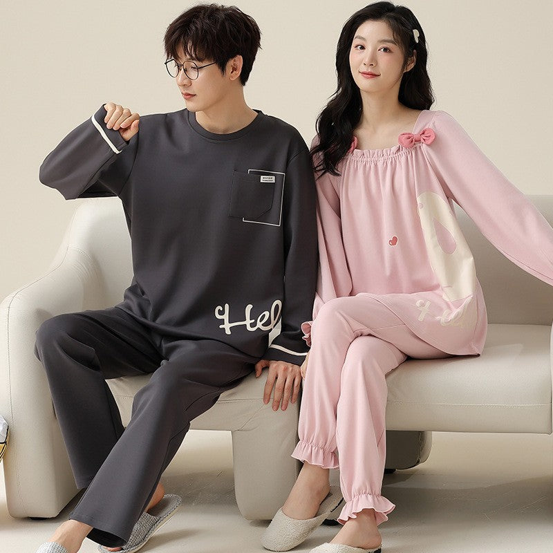 Matching Long Sleeve Pajamas Set for Couples