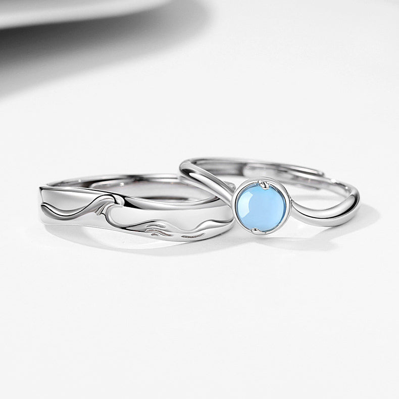 Matching Moonstone Promise Rings for Couples