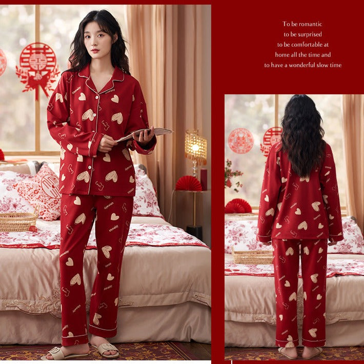 Wedding Nightdress Bride and Groom Red Pajamas