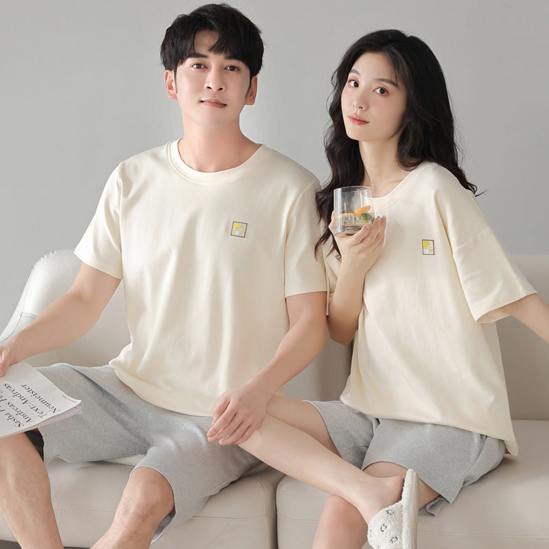 Pair of Summer Pajamas Couple Set 100% Cotton