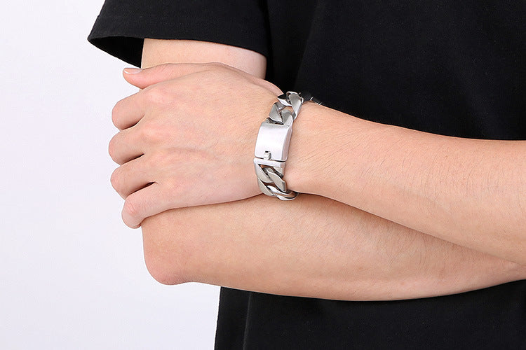 Cuban Chain Mens Bracelet with Names Engraved