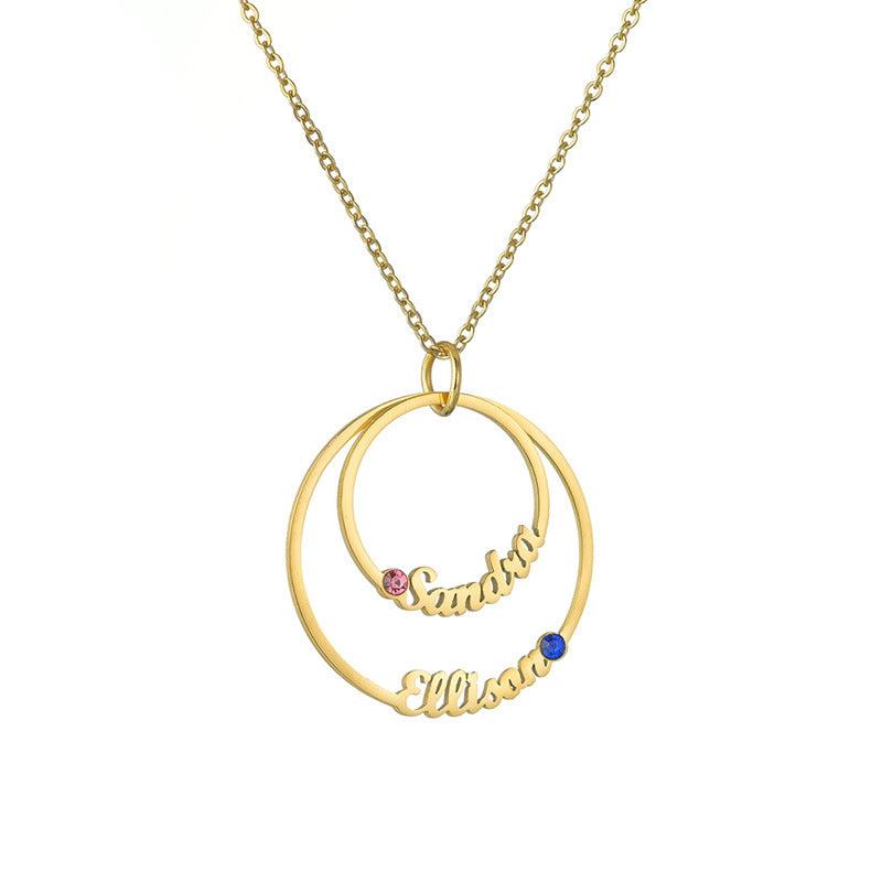 Two Birthstones and Personal Names Necklace