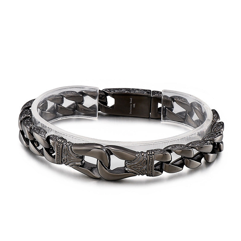 Personalized Vintage Style Mens Bracelet 22cm Stainless Steel
