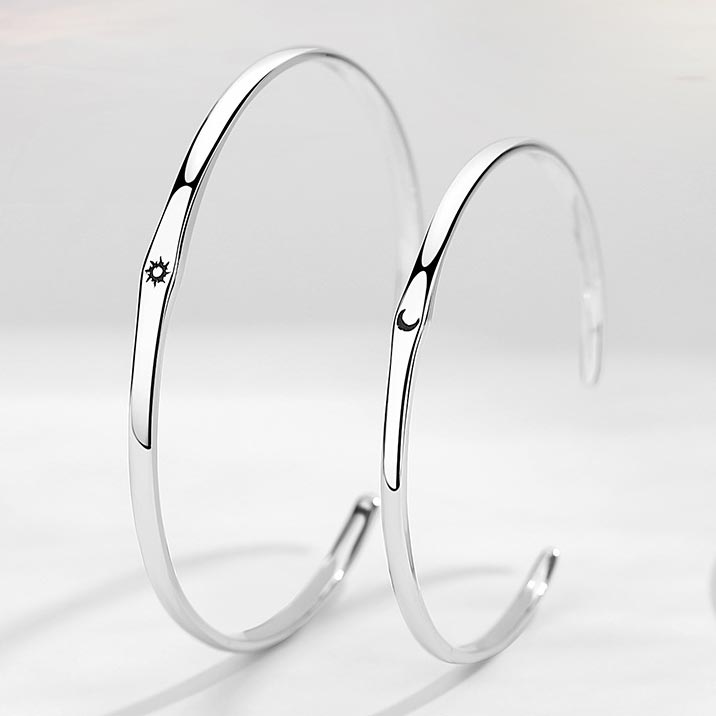 Custom Sun and Moon Bangle Bracelets Set