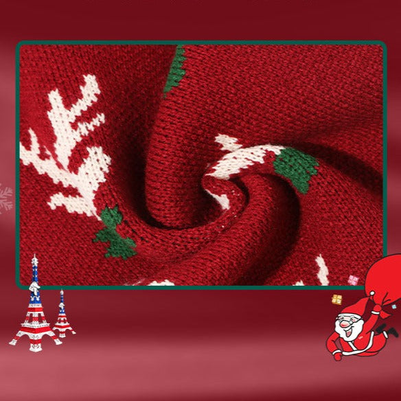 Cute Reindeer Xmas Red Scarf for Girls