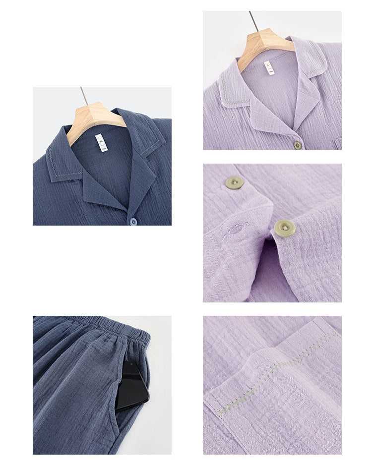 Classic Cotton Couple Pajamas - Soft Short Sleeve Set