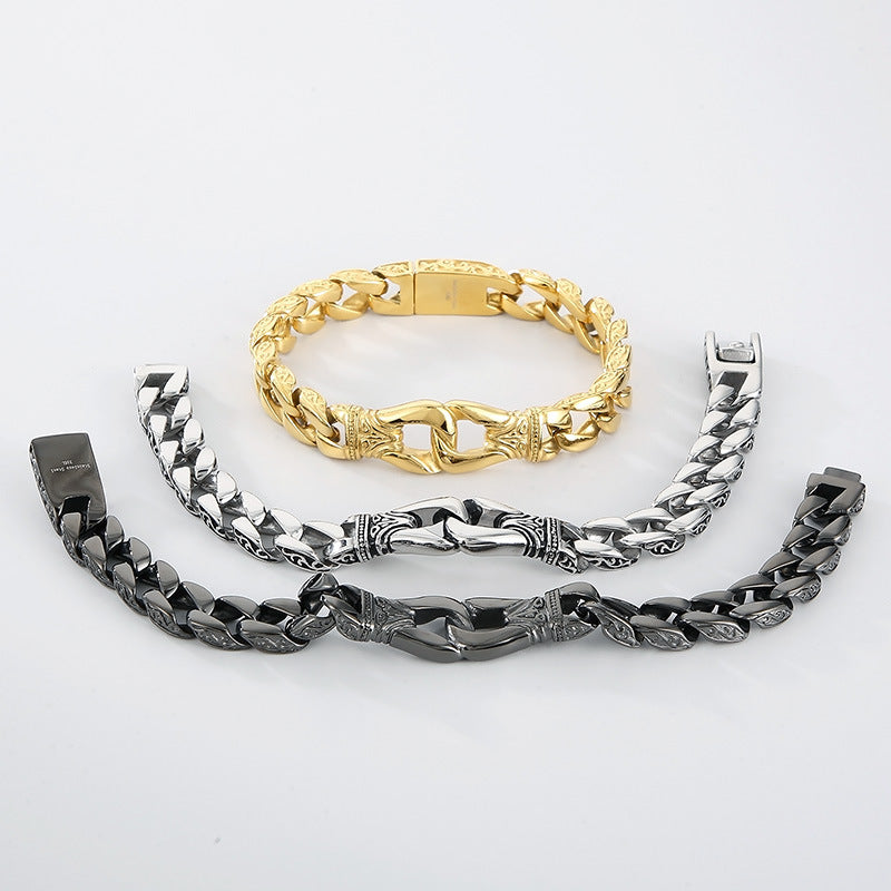 Personalized Vintage Style Mens Bracelet 22cm Stainless Steel