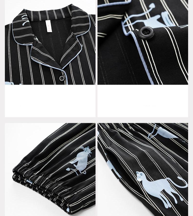 Cat Pattern Matching Couples Pajamas - Premium Cotton