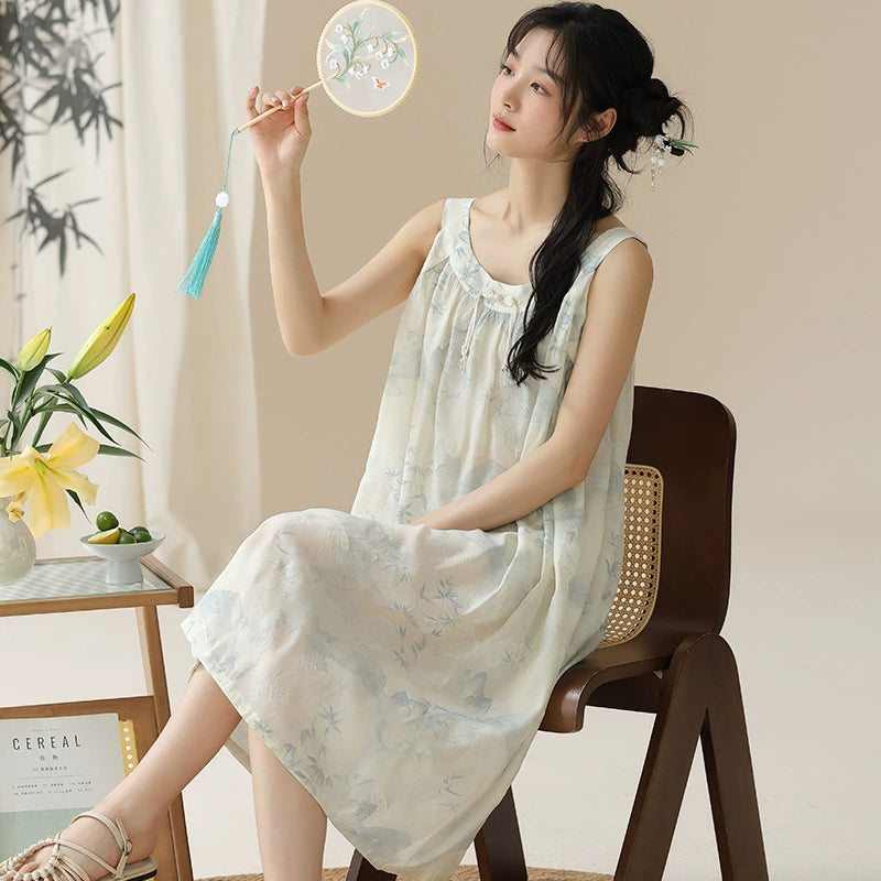 Sleeveless Long Nightwear Organic Cotton Summer