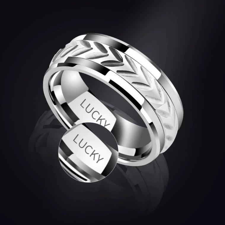 Mens Fidget Wedding Ring with Engraving Tungsten