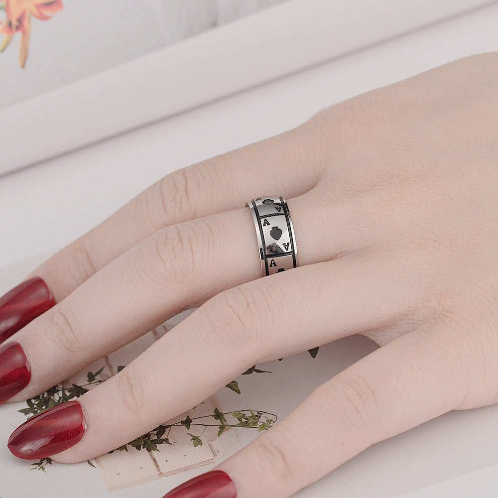 Custom Ace of Spades Mens Ring 8mm