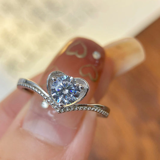 Custom Engraved Heart Women Ring Adjustable Size