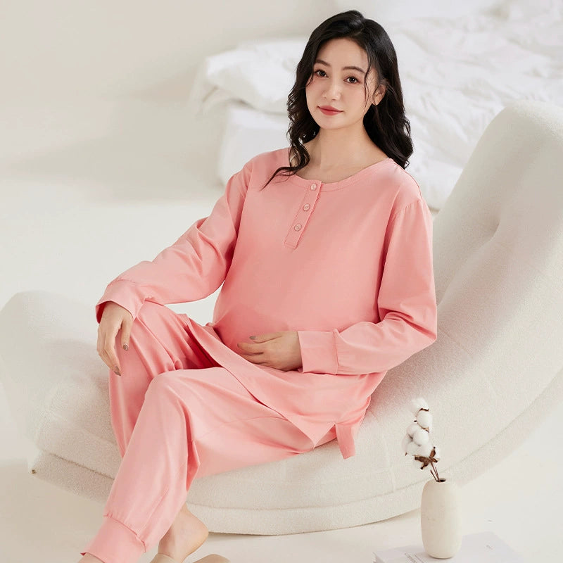 Gullei™ Cotton Maternity & Nursing Pajama Set with Built-in Bra