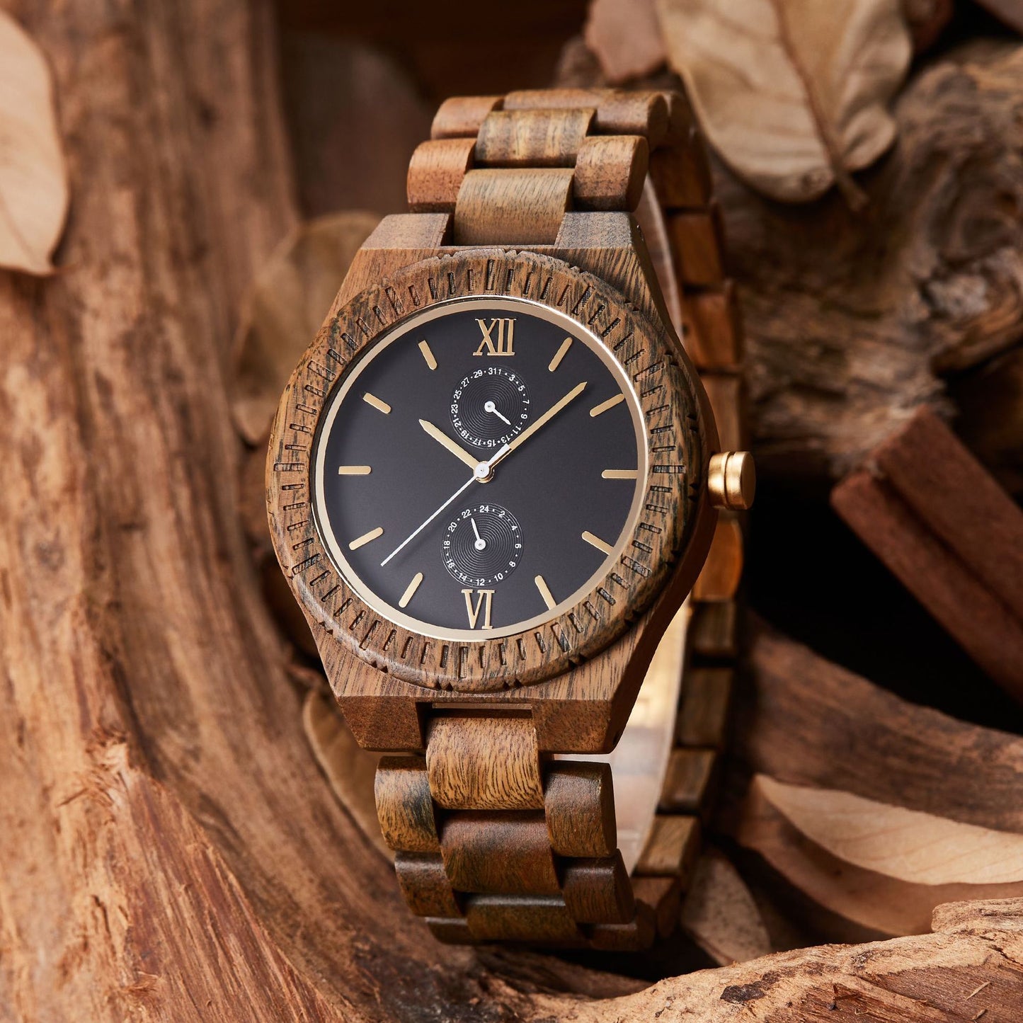 Mens Wooden Watch with Custom Engraving