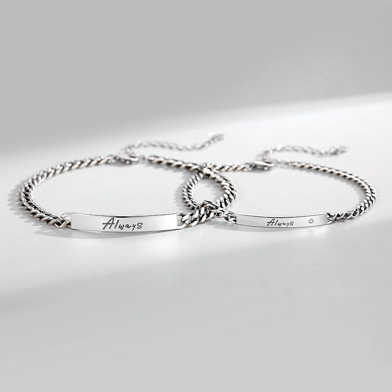 Always Engraved Couple Promise Bracelets Set - Main Image