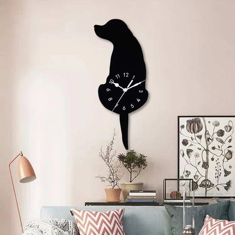 Hanging Dog Tail Silent Pendulum Wall Clock – Playful Canine Design
