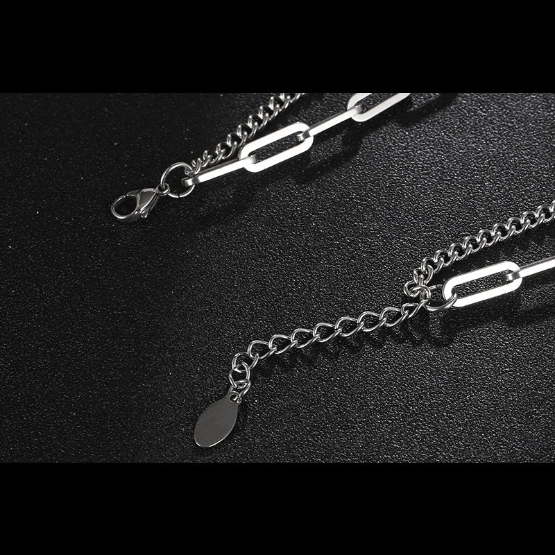 Double Layered Chain Mens Necklace