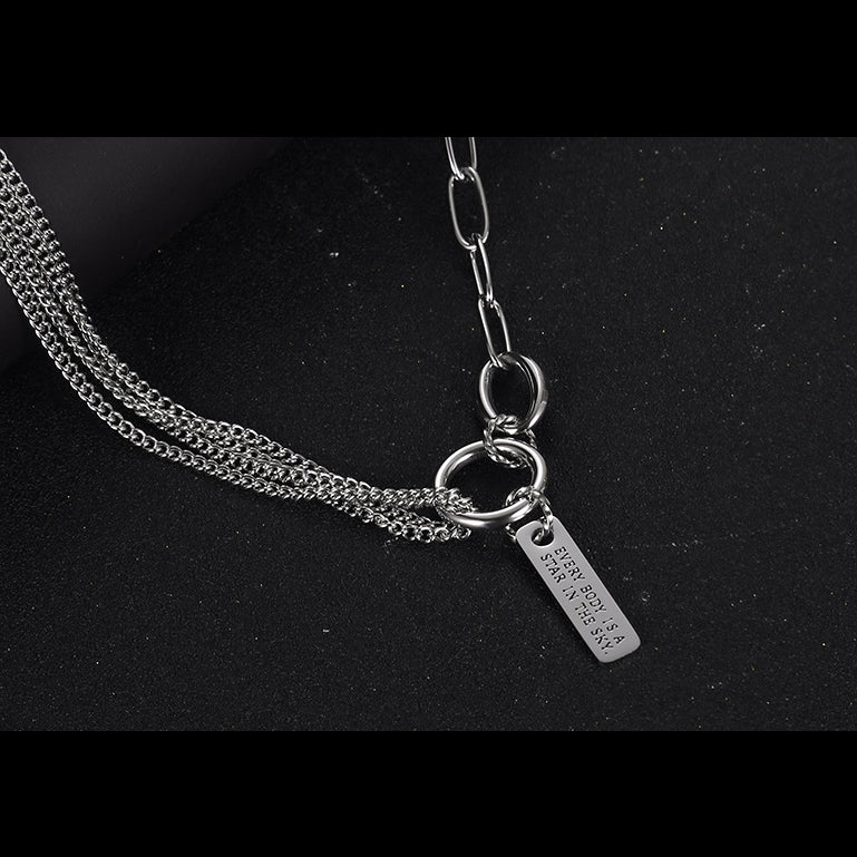 Engravable Bar Half Curb Half Link Choker Chain