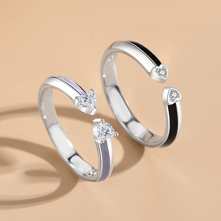 Custom Hearts Engagement Rings Set for Two